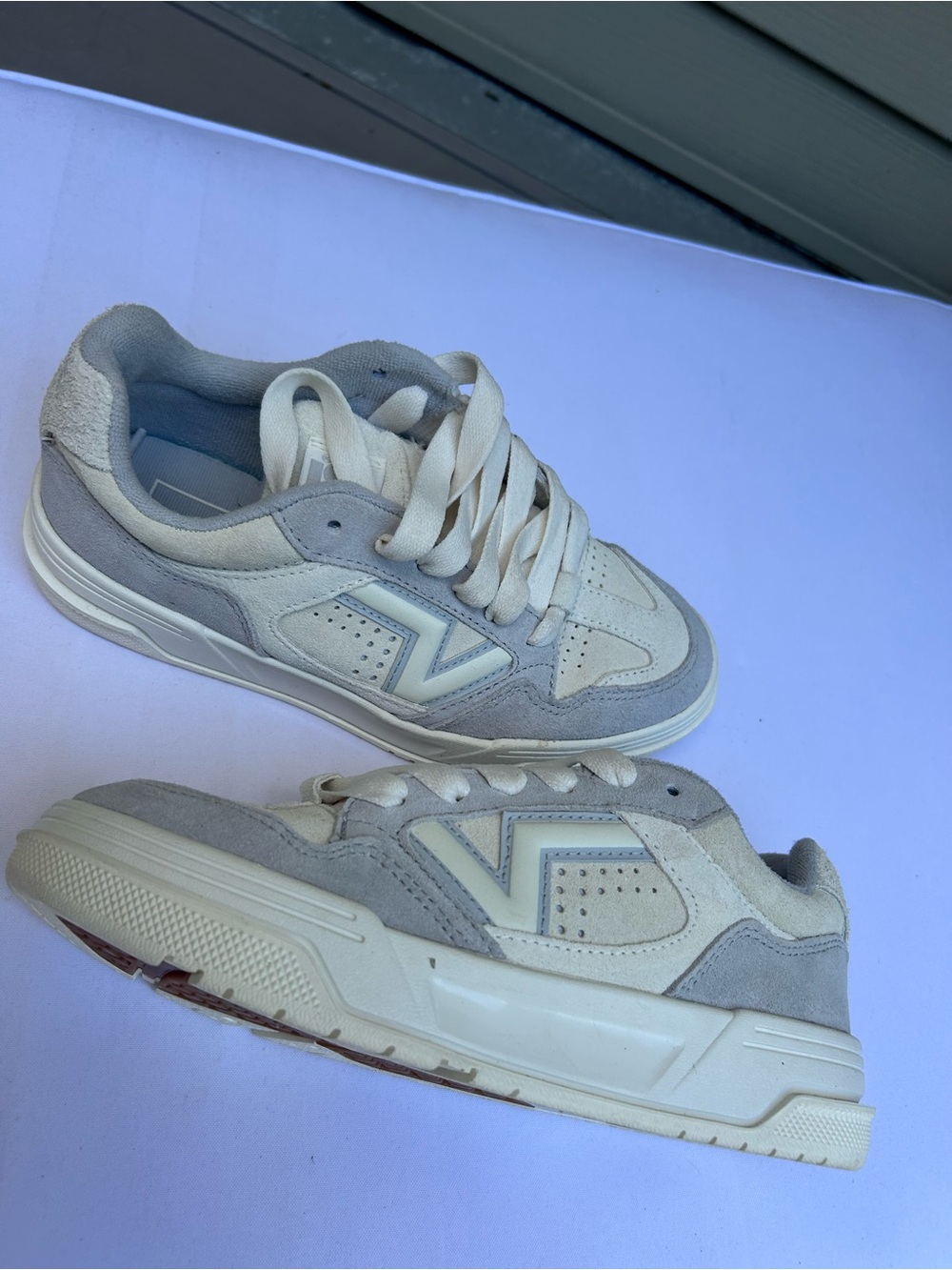 Vans Kids Cream and Light Gray Sneakers
